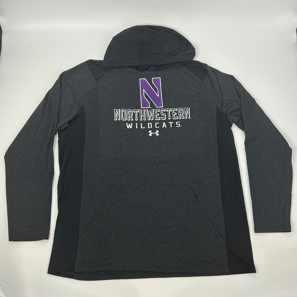 Northwestern Wildcats Shirt Mens 2XL Gray Black‎ Under Armour Hoodie NCAA NEW